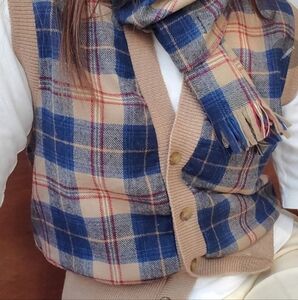 Vintage 70s Pendleton Virginia Wool Button Down Sweater Vest Tan Made In USA Euc